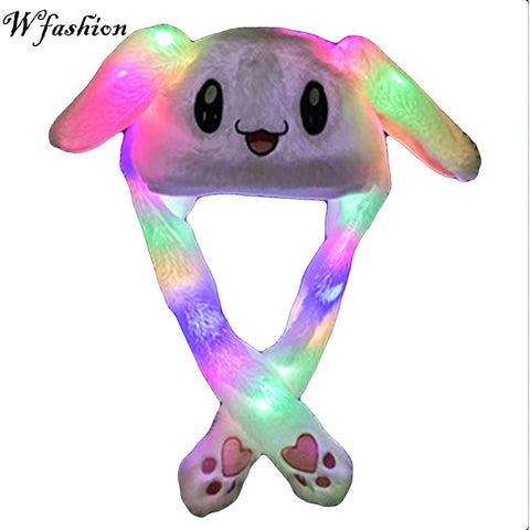 free ship 2019 Fashion Moving Hat Glowing Rabbit Ears Plush Sweet Cute Airbag Cap 5 color can be choose