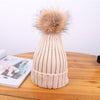 Hot Sale Winter Women Pom Pom Beanies Warm Knitted Bobble Girl Fur Pompom Hats Real Raccoon Fur Pompon Casual Hat Cap