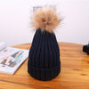 Hot Sale Winter Women Pom Pom Beanies Warm Knitted Bobble Girl Fur Pompom Hats Real Raccoon Fur Pompon Casual Hat Cap